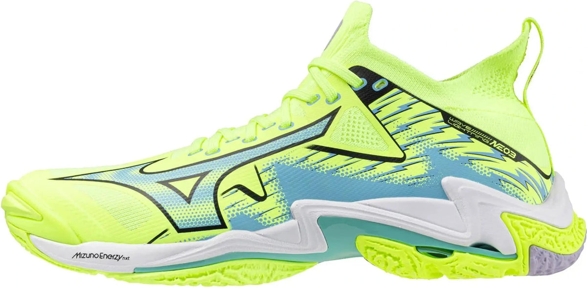 Mizuno 430329 Wave Lightning Neo 3 Lightweight Unisex Volleyball Shoe - Lime Misty Blue