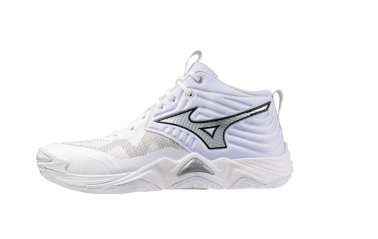 Mizuno 430337 Wave Momentum 4 Elite Mid Women’s Volleyball Shoe - White Metalic Gray