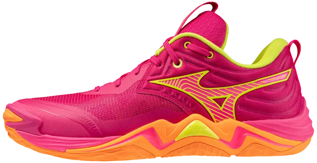 Mizuno 430338 Wave Momentum Elite Unisex Volleyball Shoe - Pnk Tetra-frtun Yllw - 5