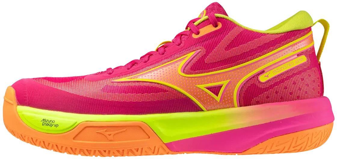 Mizuno 430340 Neo Jump Unisex Volleyball Shoe - Pnk Tetra-frtun Yllw - 5