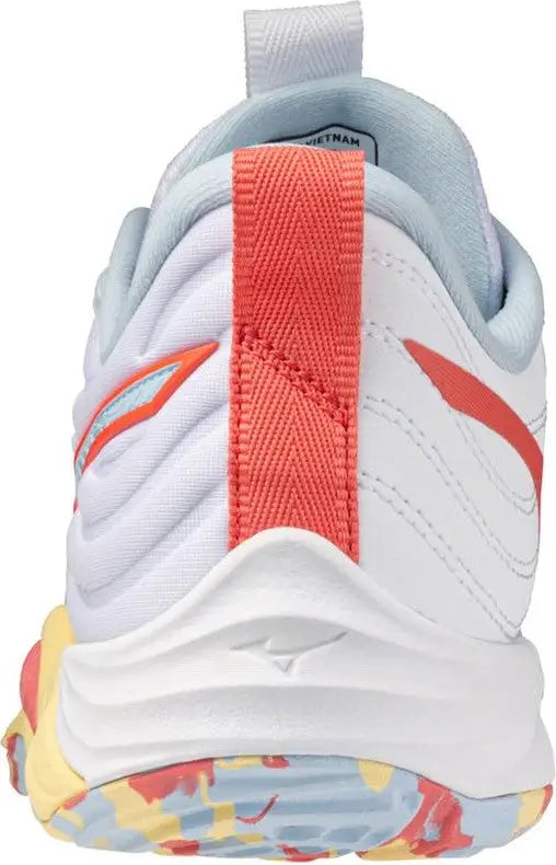 Mizuno 430341 Wave Momentum 4 Elite Women’s Volleyball Shoe - White Calypso Coral
