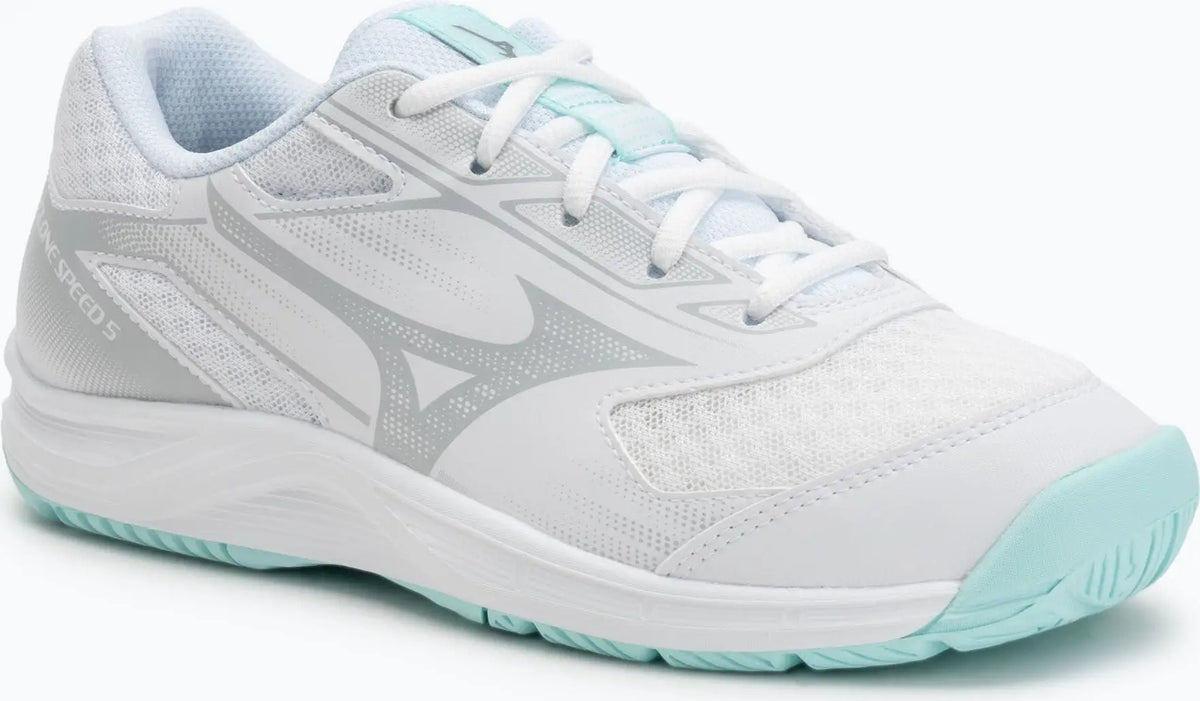 Mizuno 430342 Cyclone Speed 5 Women’s Vollyball Shoe - White Blue Tint