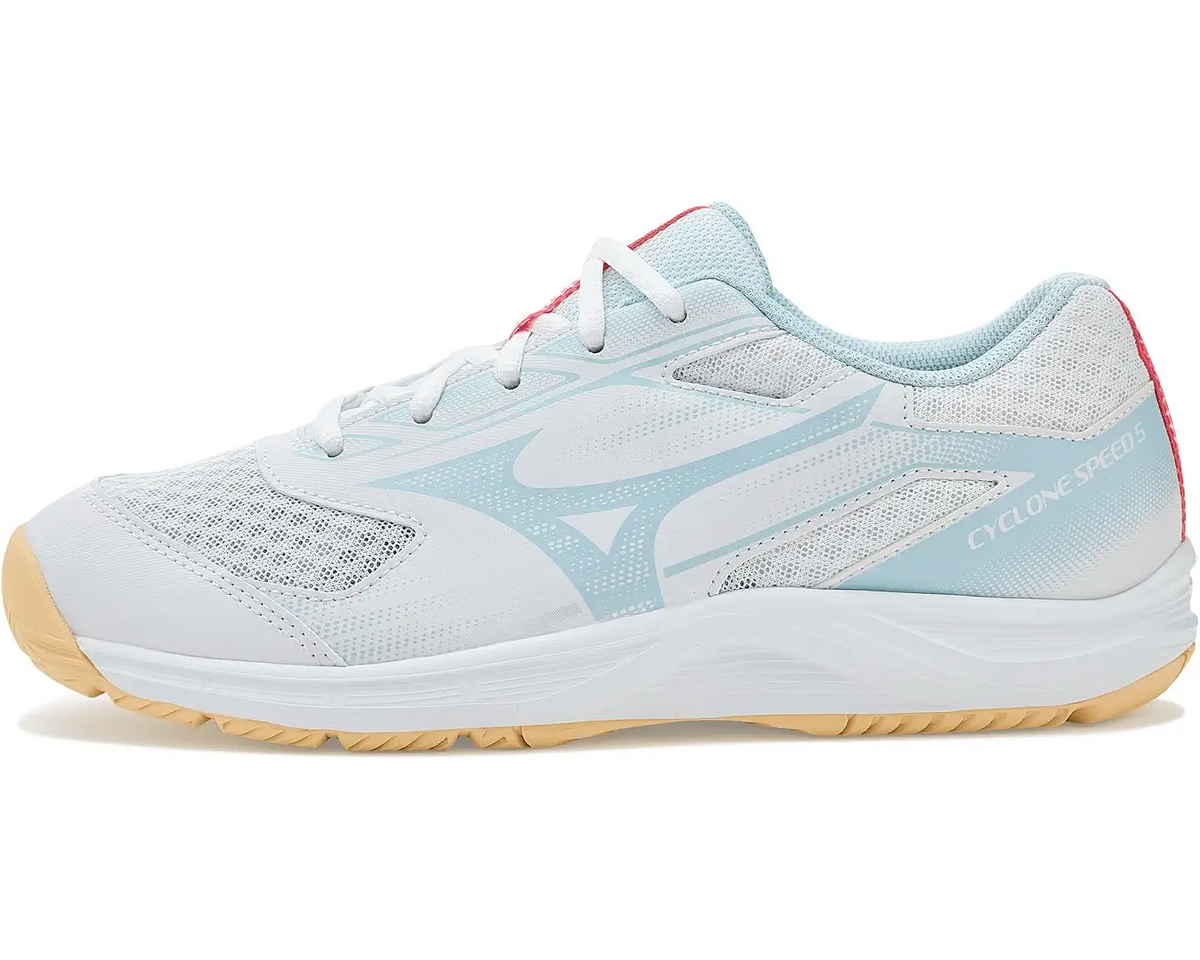 Mizuno 430342 Cyclone Speed 5 Women’s Vollyball Shoe - White Calypso Coral