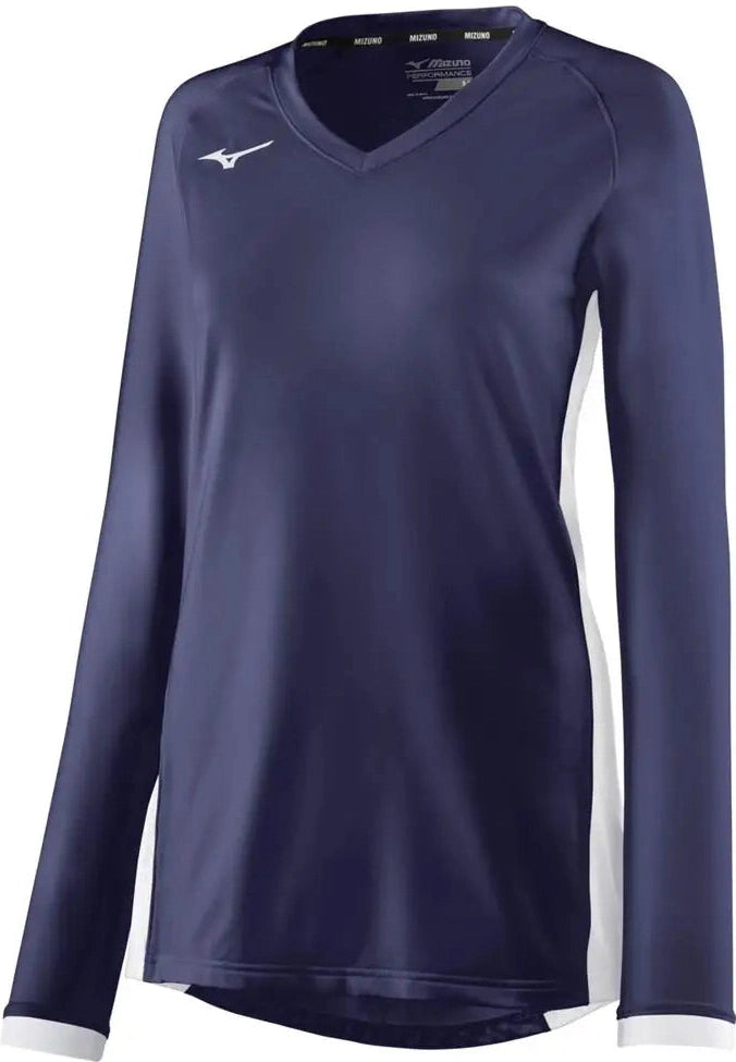 Mizuno 440851 Women’s Spike Long Sleeve Volleyball Jersey - Navy-white