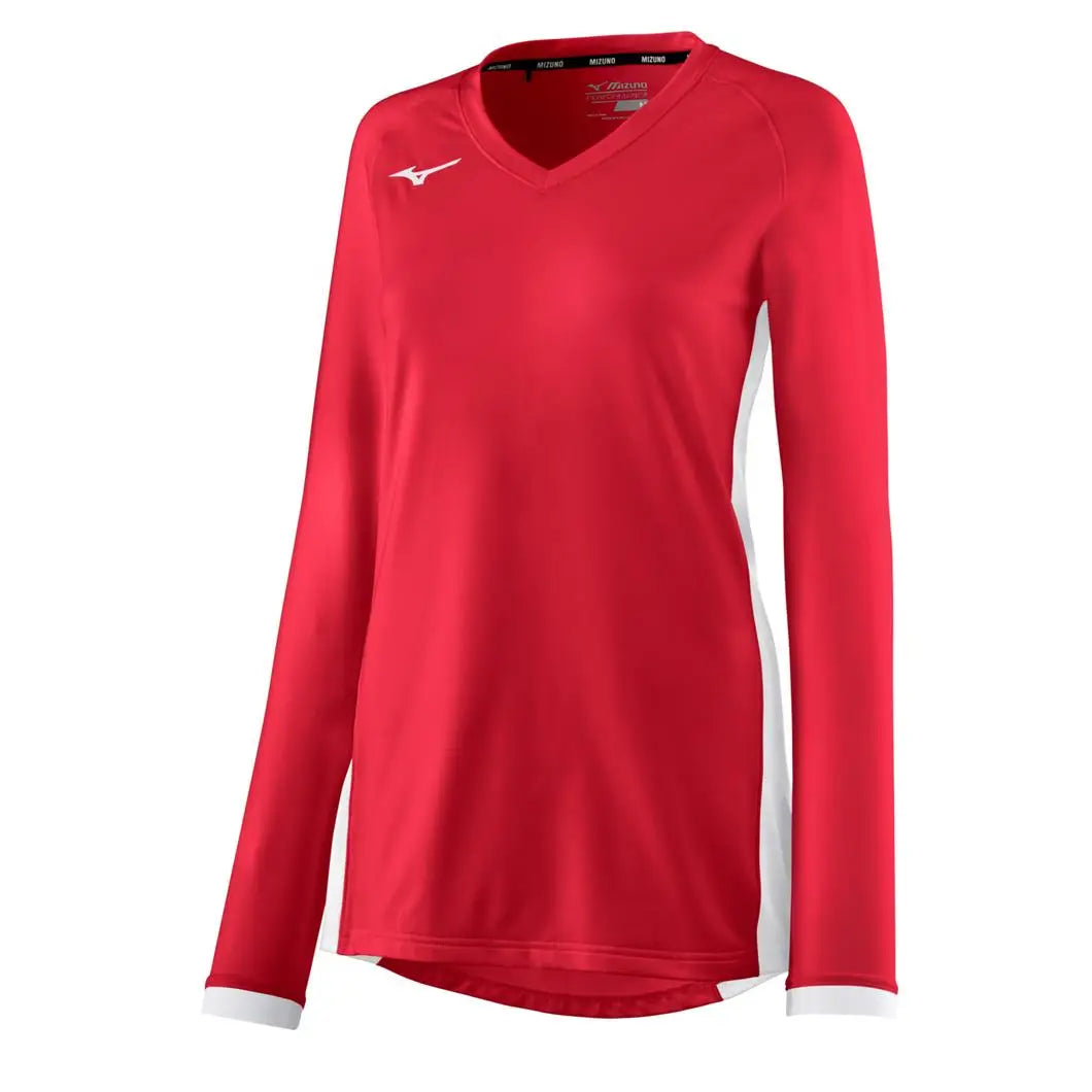 Mizuno 440851 Women’s Spike Long Sleeve Volleyball Jersey - Red-white