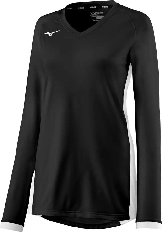 Mizuno 440852 Youth Girl’s Spike Long Sleeve Volleyball Jersey - Black-white