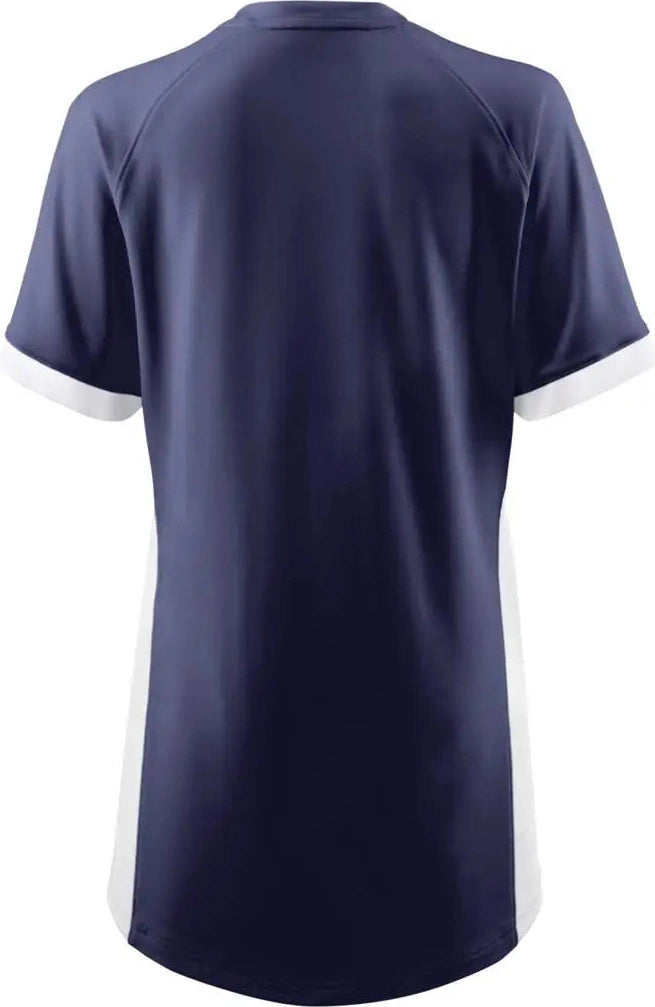 Mizuno 440853 Women’s Spike Short Sleeve Volleyball Jersey - Navy-white