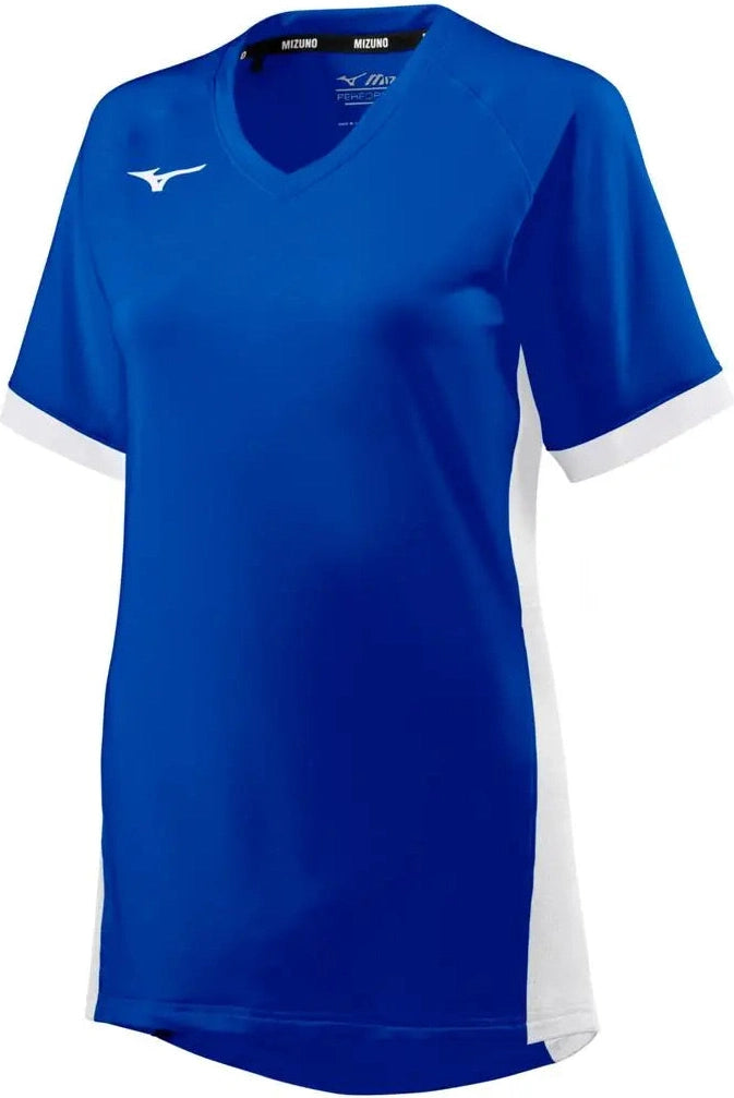 Mizuno 440854 Youth Girl’s Spike Short Sleeve Volleyball Jersey - Royal-white