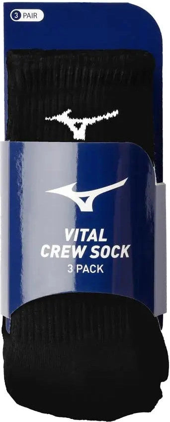 Mizuno 480209 Vital Crew Sock 3-pack - Black