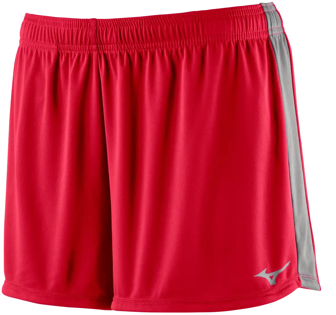 Mizuno 530199 Womens Icon 3.5’’ Short - Red-charcoal-shadow - Ladies Xxs