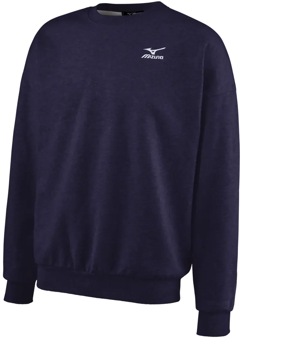 Mizuno 530274 Varsity Crew Sweatshirt - Heathered Navy - Adult Xs