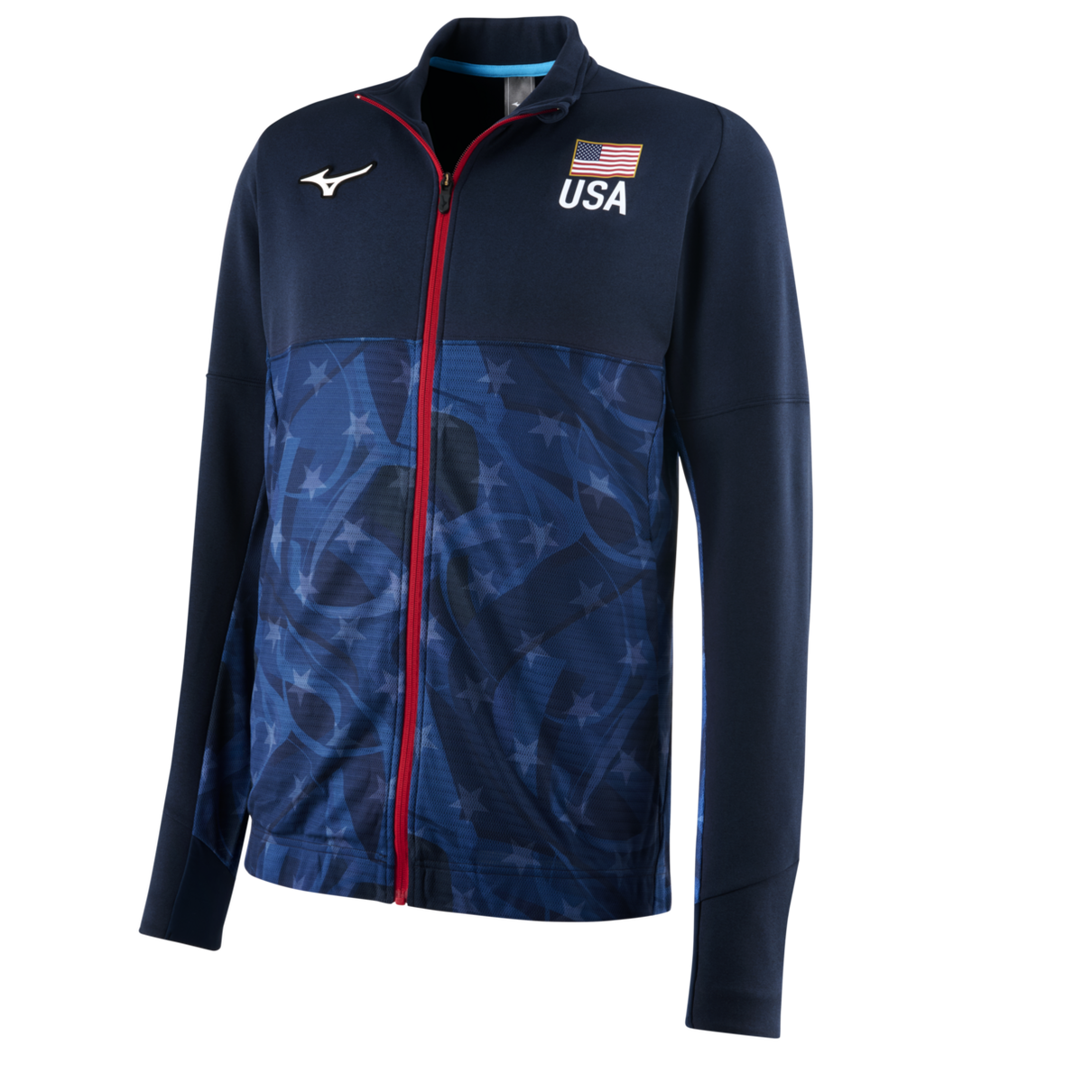 Mizuno 530303 Men’s Paris Athlete Hybrid Jacket - Stars Stripes - Adult Xxs