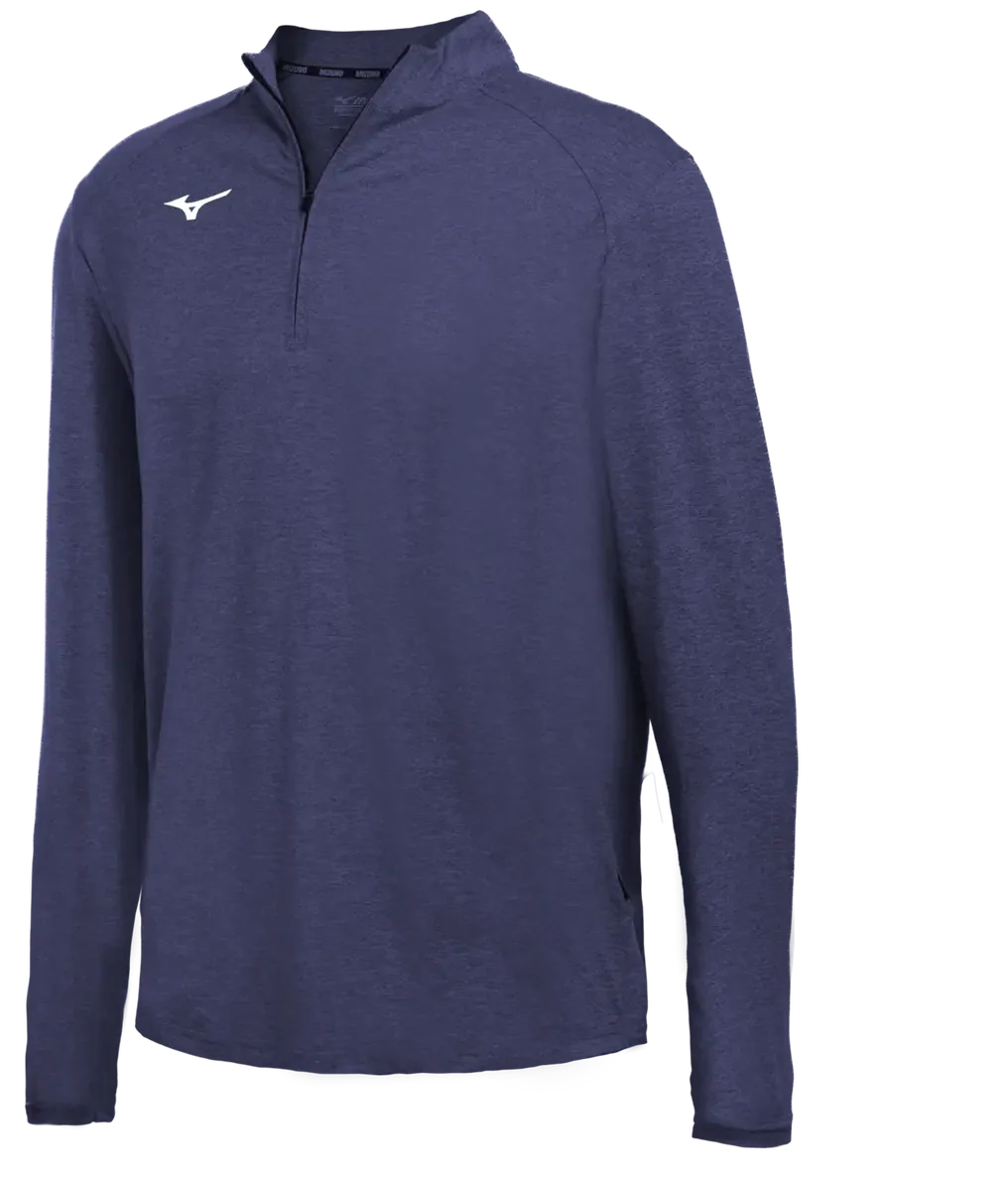 Mizuno 530326 Upf Trn 1/4 Zip - Heathered Navy - Adult Xs