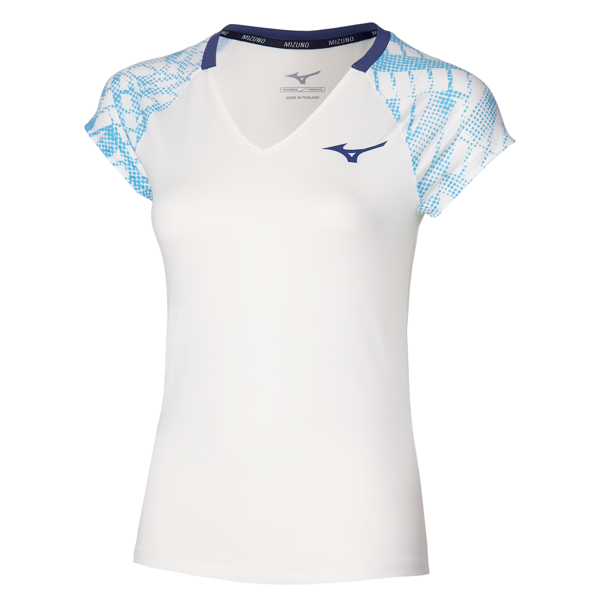 Mizuno 550086 Racquet Sports Women’s Printed Tee - White - Ladies Xl