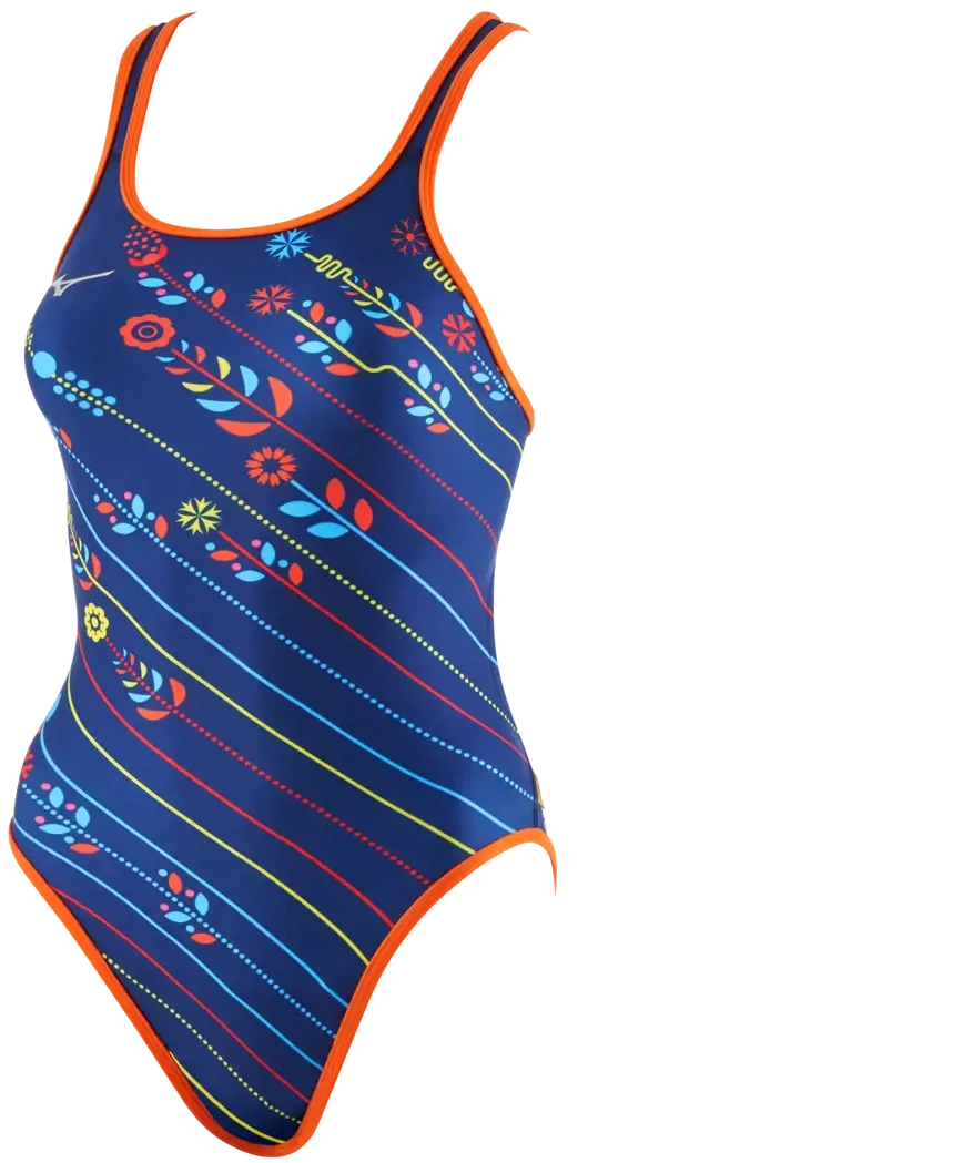 Mizuno 570053 Exer Women’s Double Cross Back Swimsuit - Navy-orange - 18