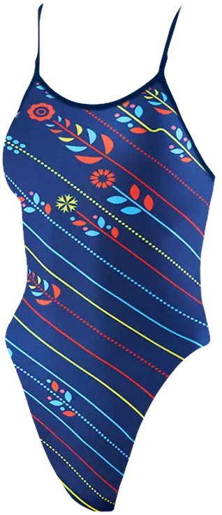 Mizuno 570055 Exer Women’s Thin Strap Swimsuit - Navy-orange - 18