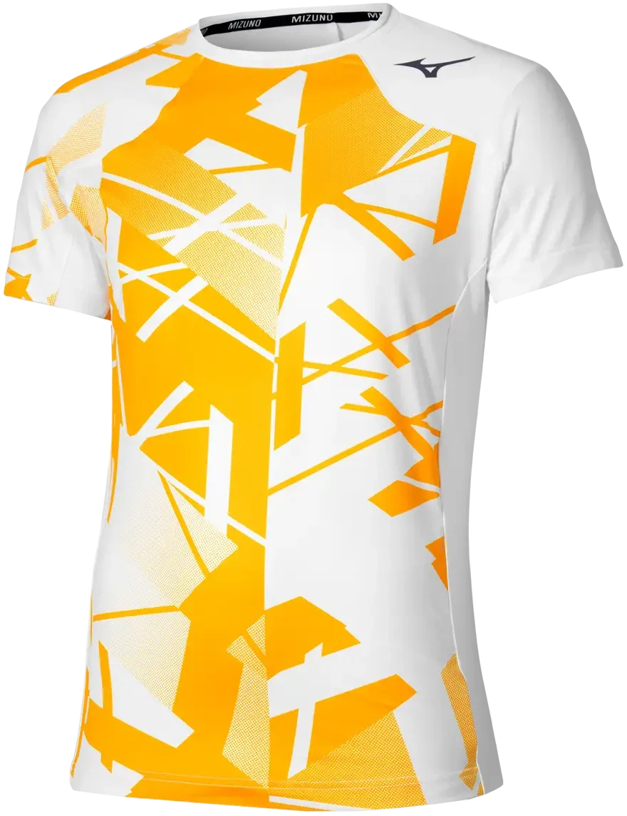 Mizuno 650005 Racquet Sports Men’s Shadow Graphic Tee - White-citrus - Adult s