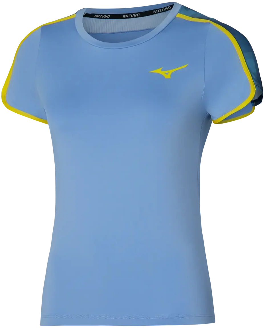 Mizuno 650012 Racquet Sports Women’s Printed Tee - Bel Air Blue - Ladies Xs