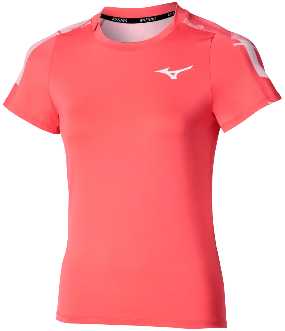 Mizuno 650012 Racquet Sports Women’s Printed Tee - Calypso Coral - Ladies Xs