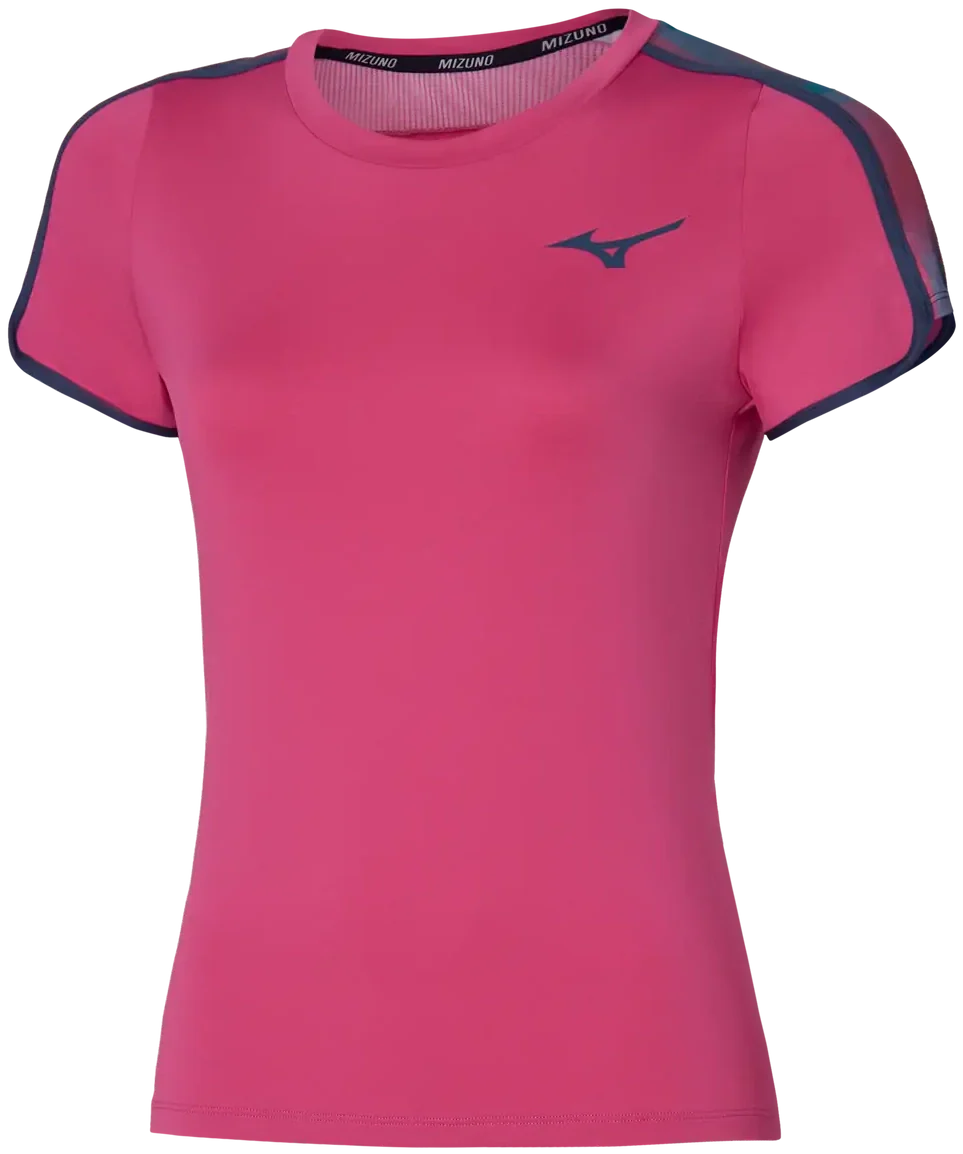 Mizuno 650012 Racquet Sports Women’s Printed Tee - Fuchsia Purple - Ladies Xs