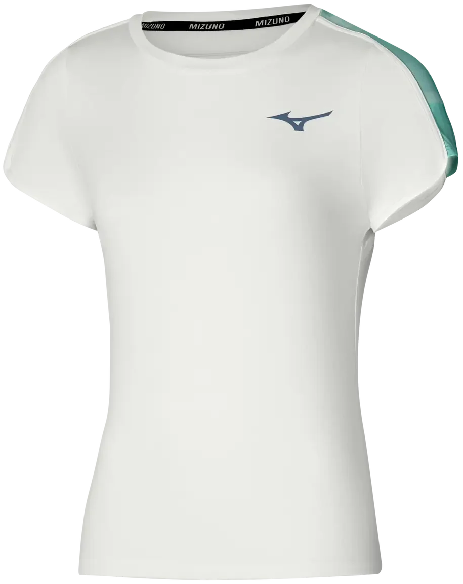 Mizuno 650012 Racquet Sports Women’s Printed Tee - White - Ladies Xs