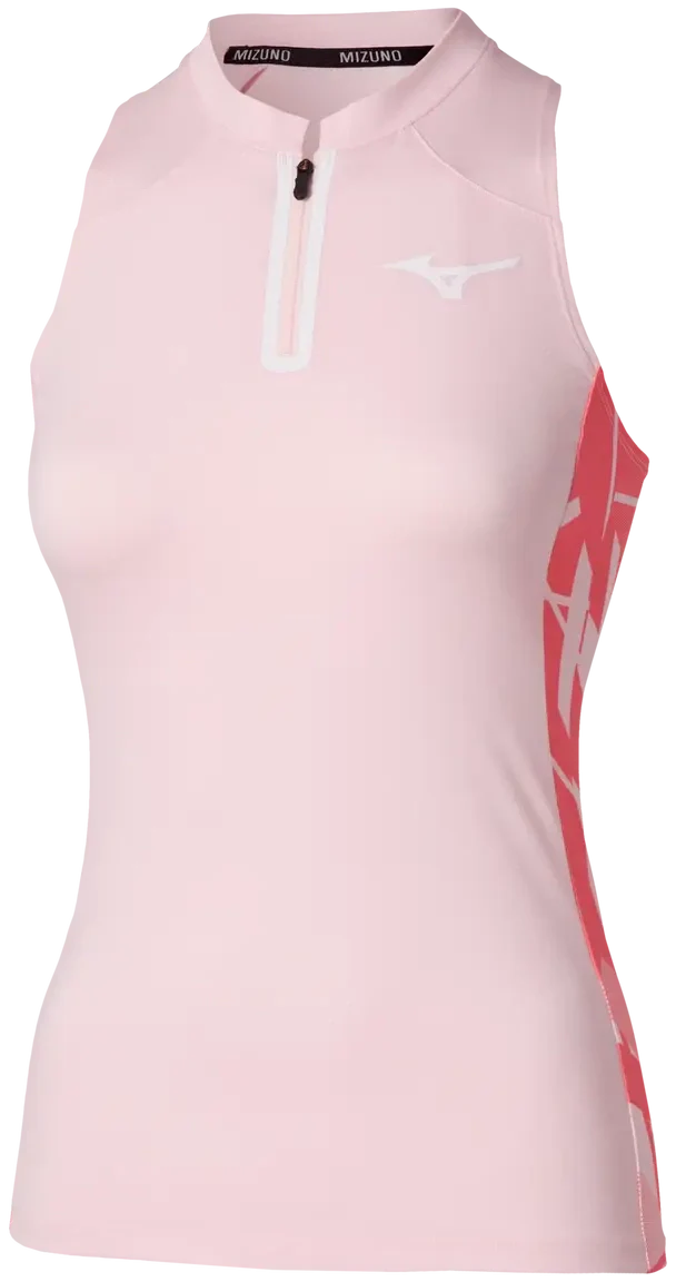 Mizuno 650013 Racquet Sports Women’s Printed Tank - Barely Pink - Ladies Xs