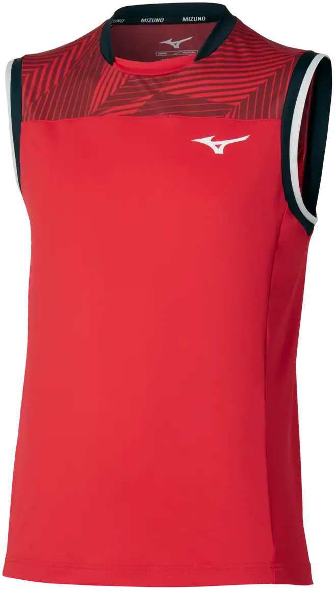 Mizuno 650022 Racquet Sports Men’s Shadow Sleeveless Tee - Fiery Red - Adult s