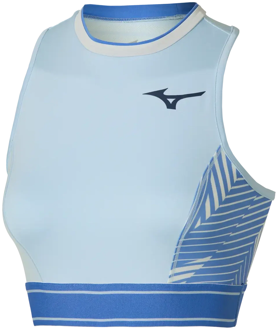 Mizuno 650028 Racquet Sports Women’s Printed Crop Top - Ice Water - Ladies Xs