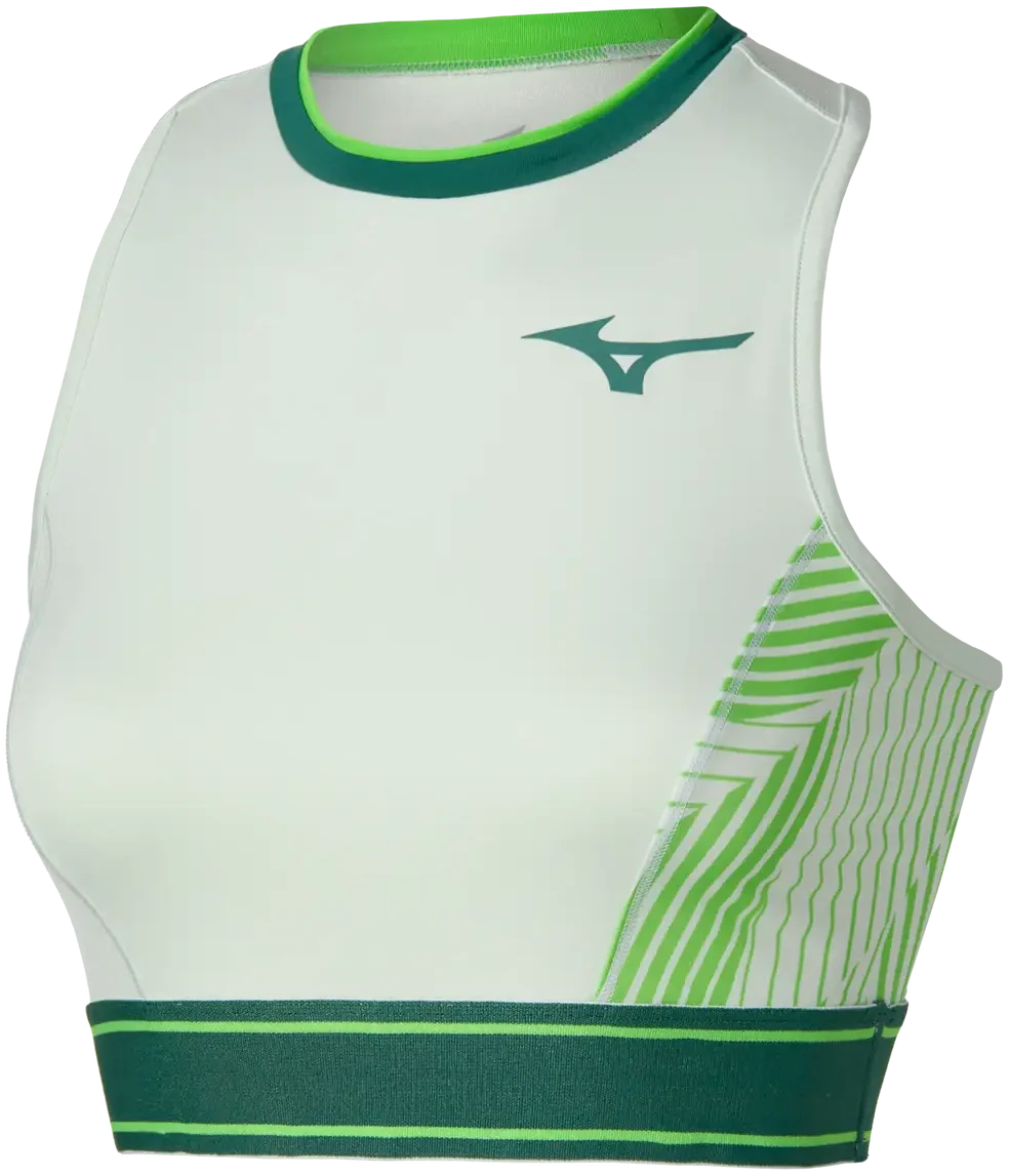Mizuno 650028 Racquet Sports Women’s Printed Crop Top - Phantom Green - Ladies Xs