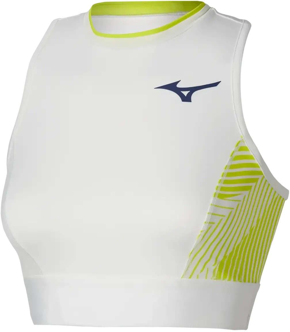 Mizuno 650028 Racquet Sports Women’s Printed Crop Top - White-yellow - Ladies Xs