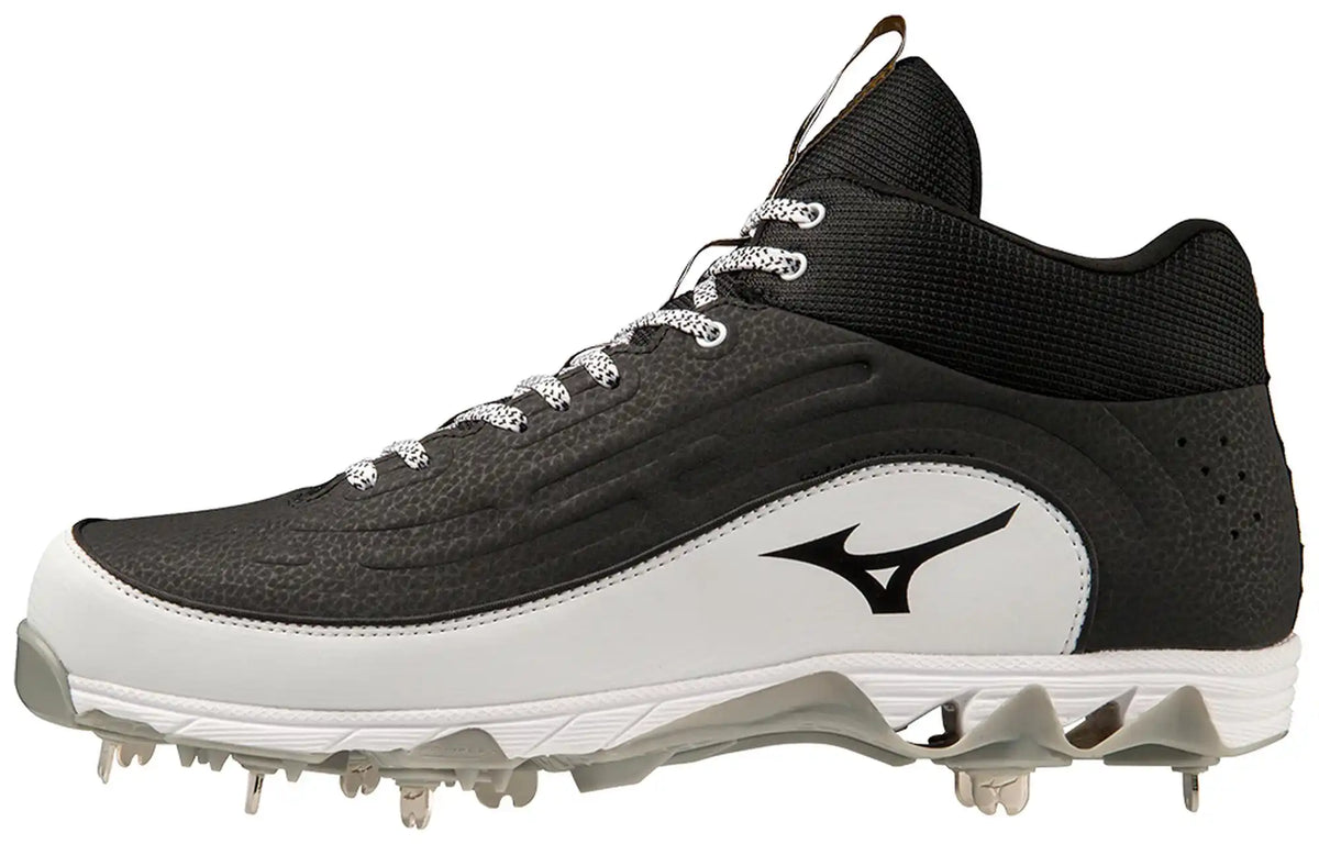 Mizuno 9 Spike Ambition 3 Men’s Mid Metal Cleats - Black White