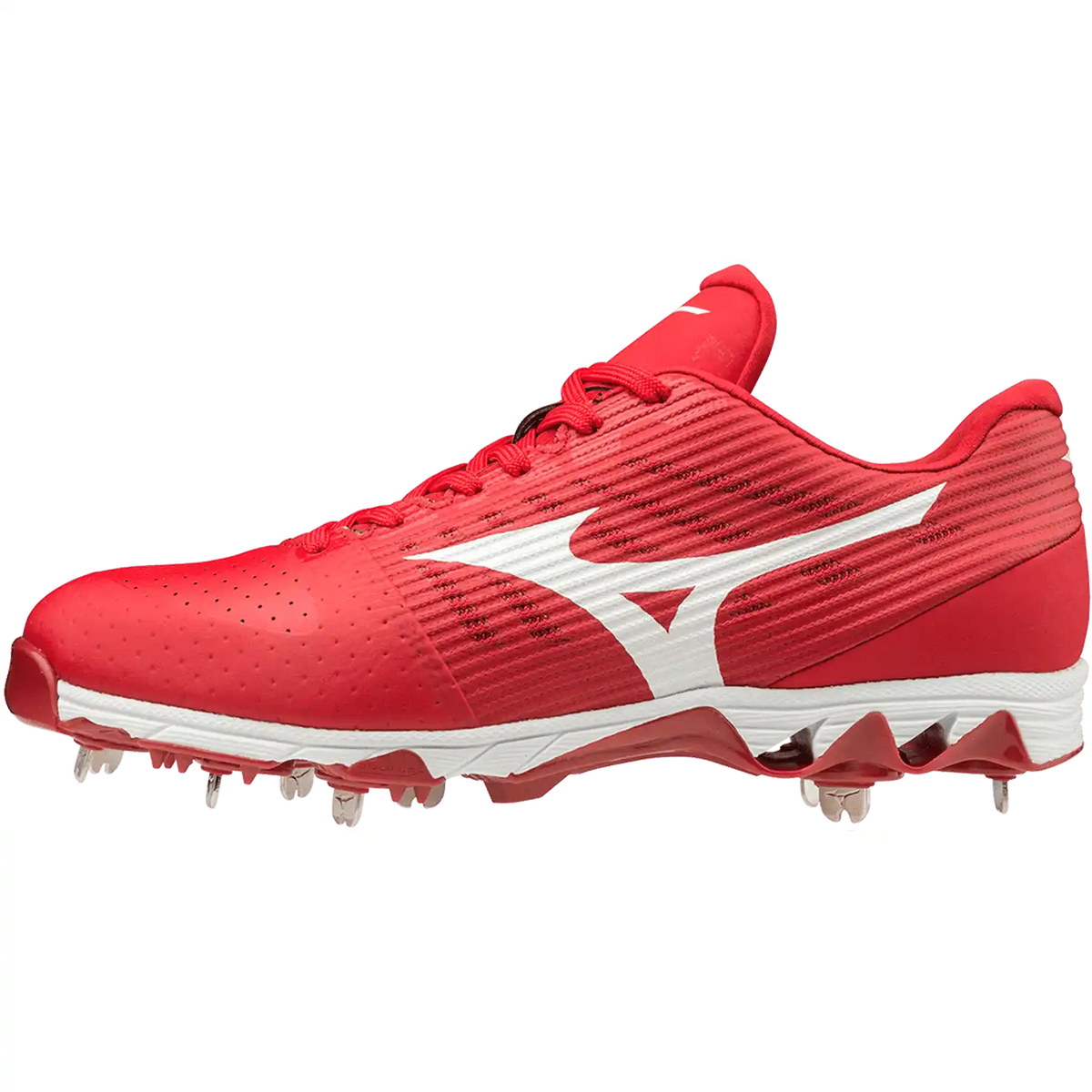Mizuno 9-spike Ambition Low Metal Cleats - Red White