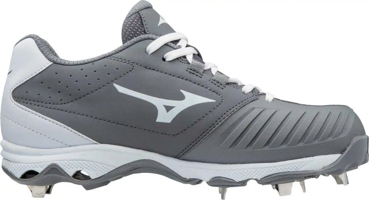 Mizuno 9-spike Women’s Advanced Sweep 4 Low Metal Cleats - Gray White