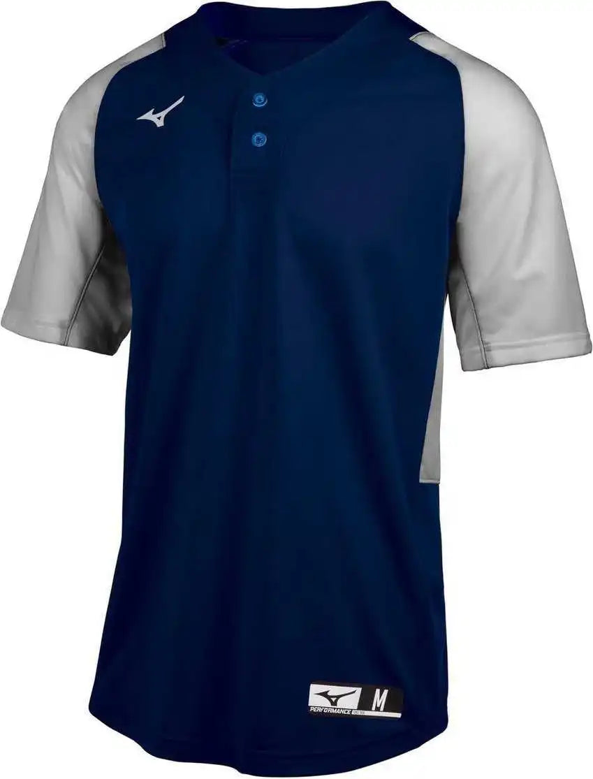 Mizuno Aerolite 2-button Baseball Jersey - Navy Gray