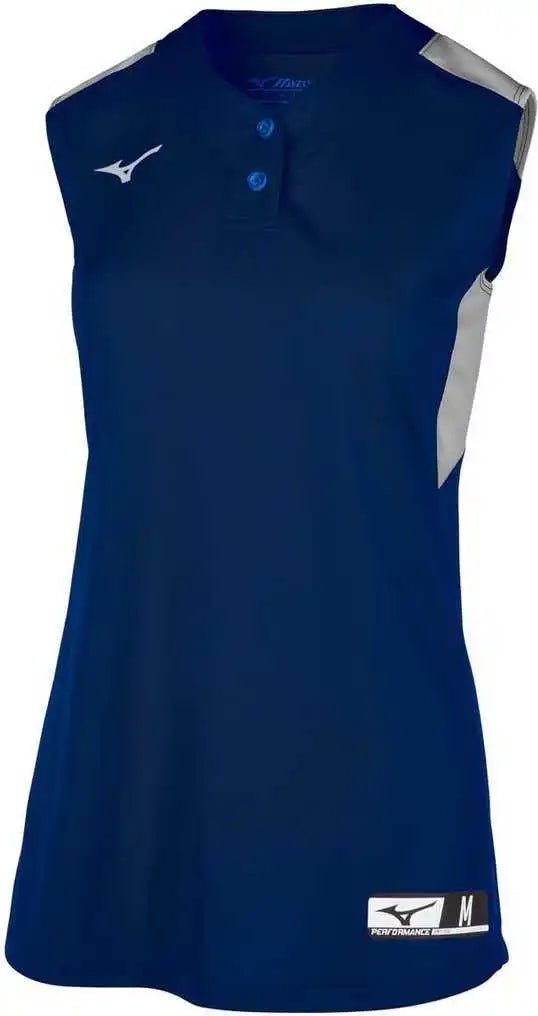 Mizuno Aerolite 2-button Sleeveless Softball Jersey - Navy Gray
