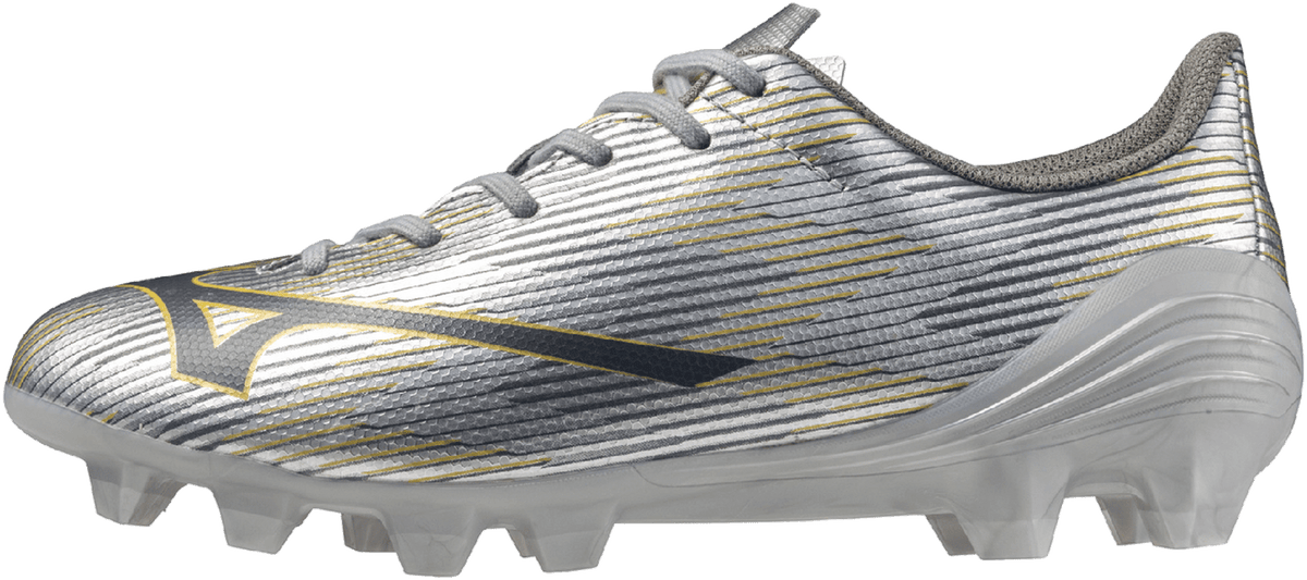 Mizuno Alpha Ii Select Junior Fg Firm Ground Soccer Cleat Silver/gold - Silver Gold