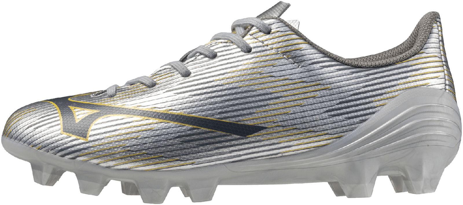 Mizuno Alpha Ii Select Junior Fg Firm Ground Soccer Cleat Silver/gold - Silver Gold