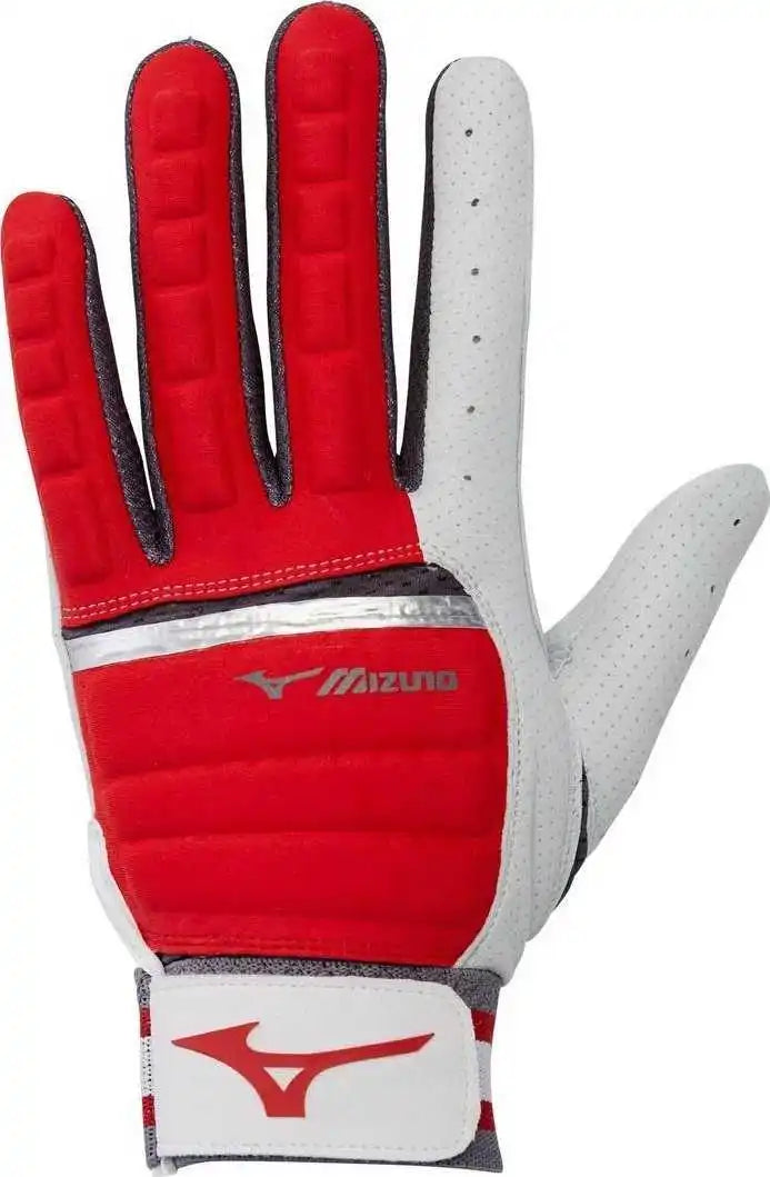 Mizuno B-130 Adult Baseball Batting Glove - Red Charcoal Shadow