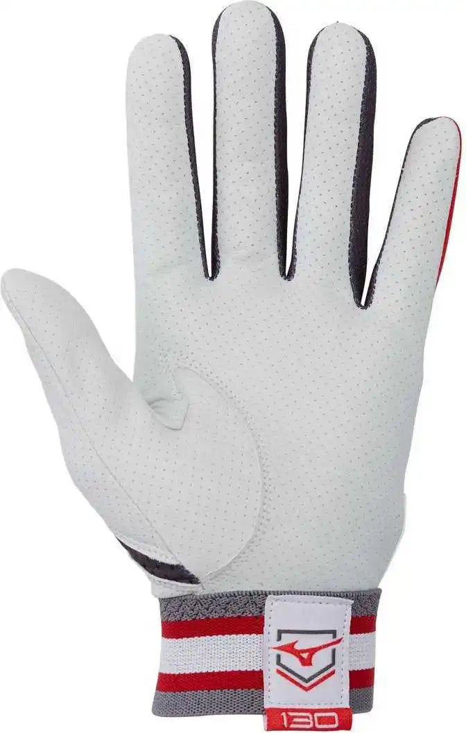 Mizuno B-130 Adult Baseball Batting Glove - Red Charcoal Shadow