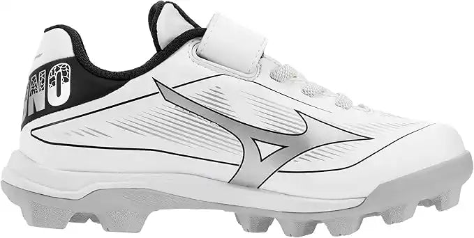Mizuno Cushionrevo Diamond Youth Molded Cleats- White Black