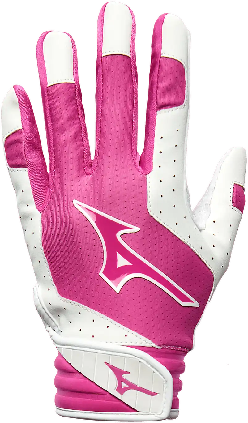 Mizuno Finch Youth Softball Padded Batting Glove - White Pink