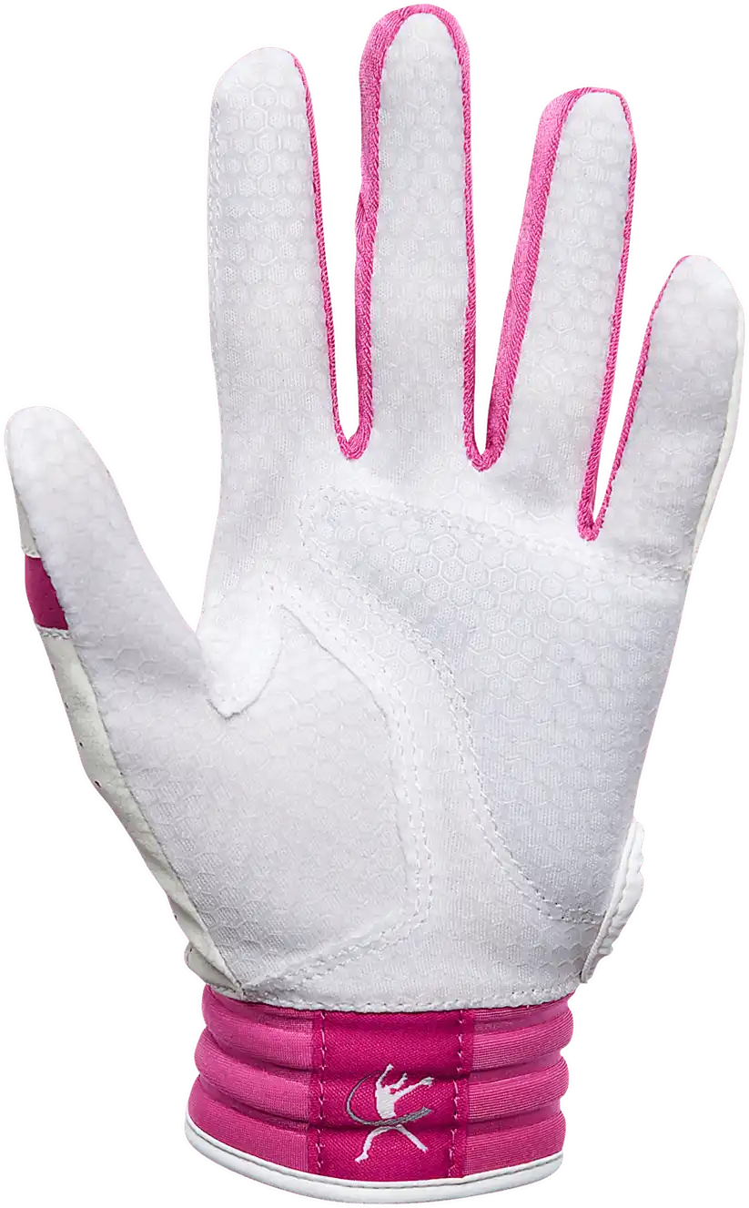 Mizuno Finch Youth Softball Padded Batting Glove - White Pink