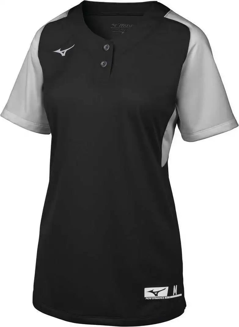 Mizuno Girls Aerolite 2-button Softball Jersey - Black Gray