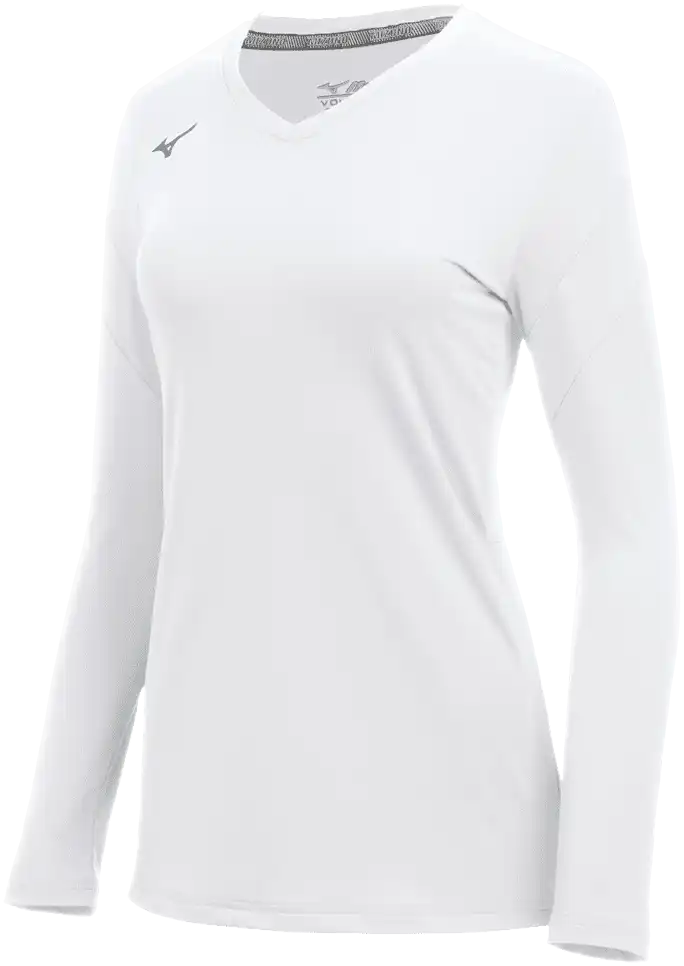 Mizuno Girls Balboa 6 Long Sleeve Volleyball Jersey - White