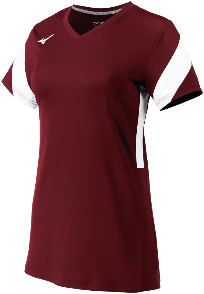Mizuno Girls Balboa 6 Short Sleeve Volleyball Jersey - Cardinal White