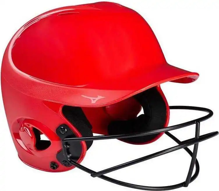 Mizuno Mvp Series Solid Batting Helmet with Fastpitch Softball Mask - Red