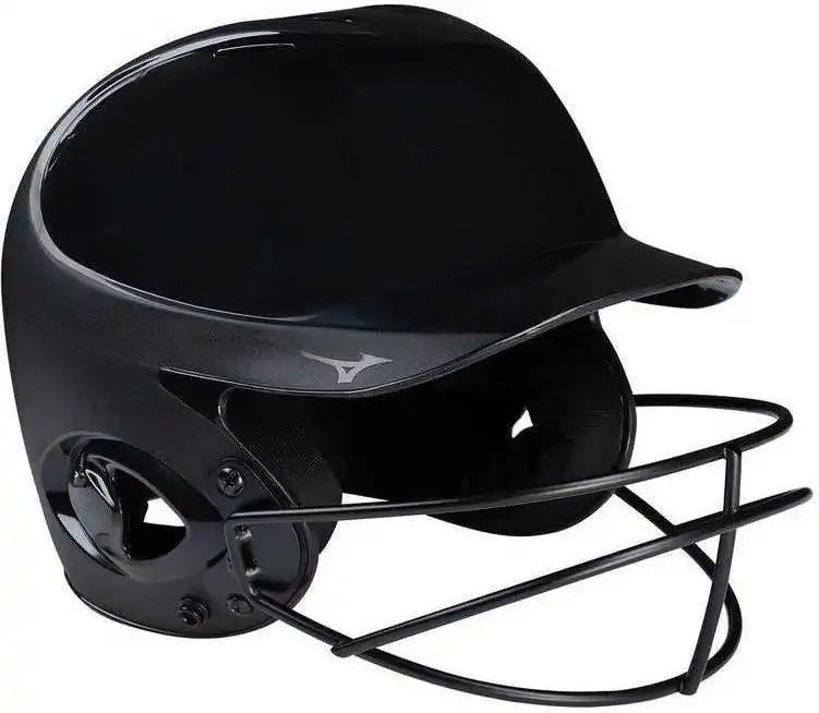 Mizuno Mvp Series Solid Batting Helmet with Fastpitch Softball Mask - Black