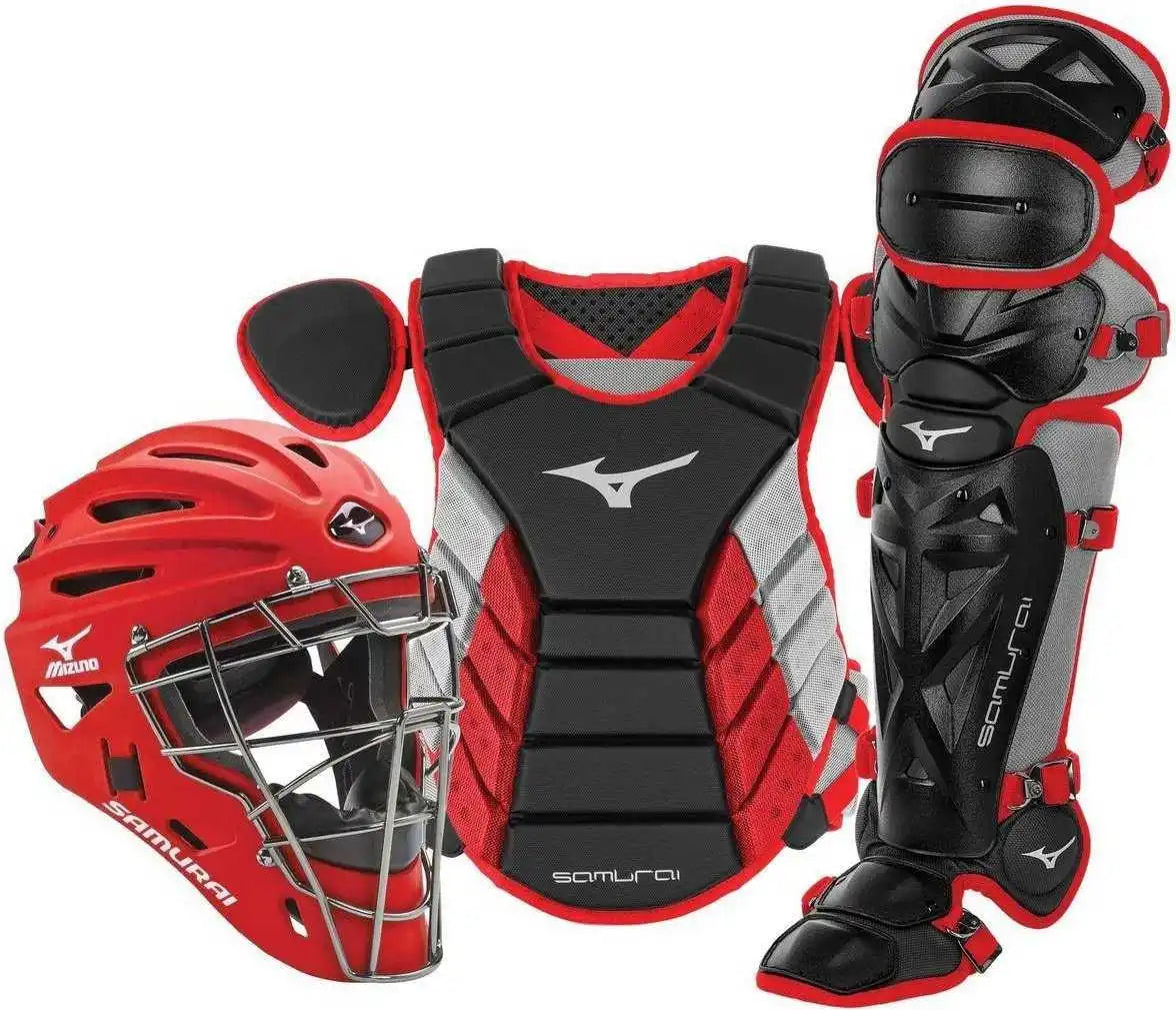 Mizuno Samurai Adult 15’’ Baseball Boxed Catcher’s Gear Set - Black Red