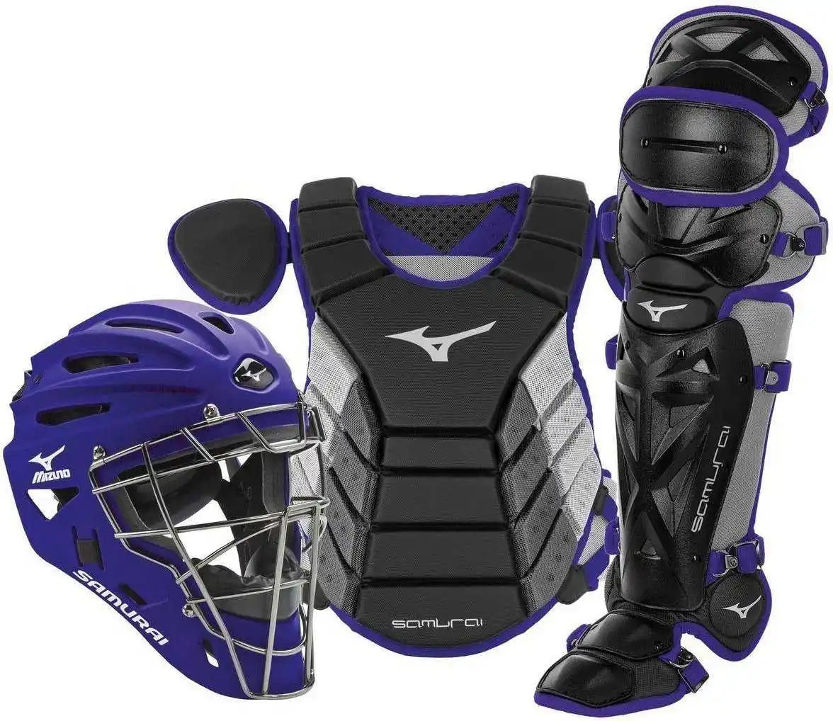 Mizuno Samurai Adult 15’’ Baseball Boxed Catcher’s Gear Set - Black Purple