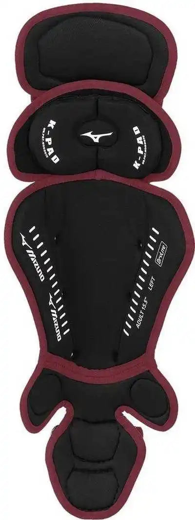 Mizuno Samurai Adult Baseball Shin Guards 16.5’’ - Black Maroon